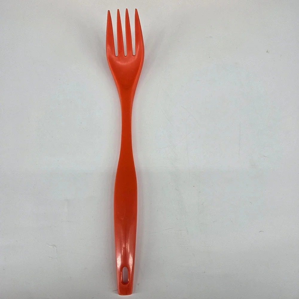 Vintage Fesco 4059 Orange Plastic Pasta Fork Spaghetti Server Retro Kitchen Tool